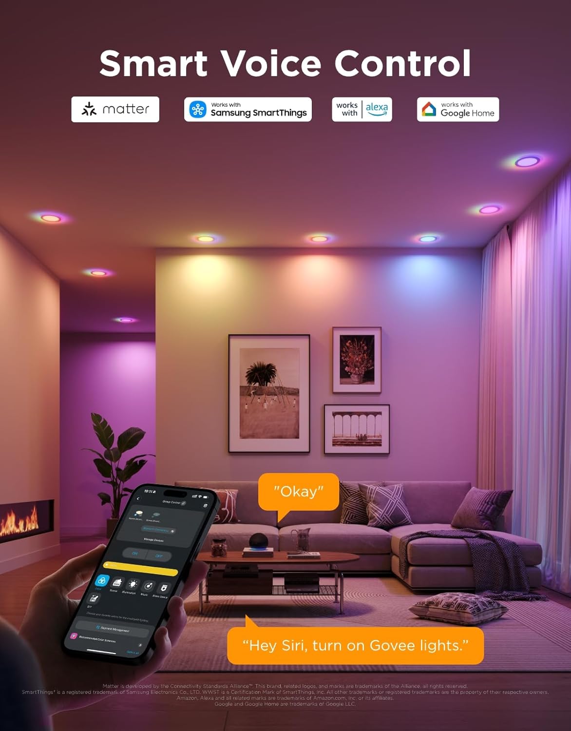 Govee Matter RGBIC - Iluminación empotrable inteligente de 6 pulgad...