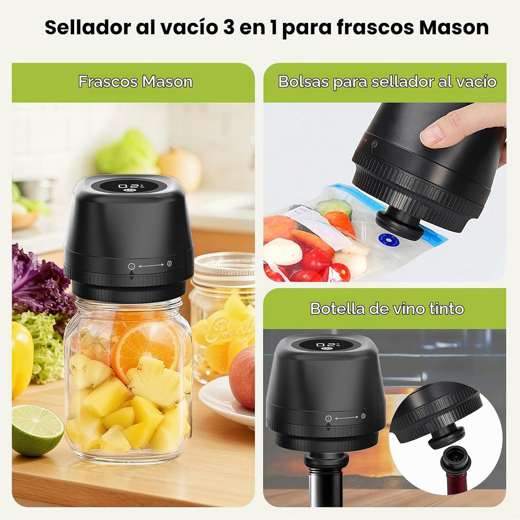 Kit de sellador al vacío de tarros Mason eléctrico, 3 en 1, 10 tapa...