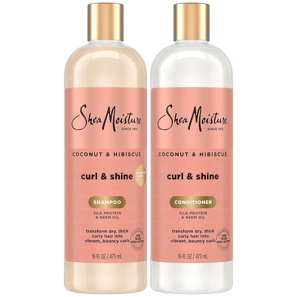 SheaMoisture Coconut &amp; Hibiscus Curl &amp; Shine Champú y Acond...