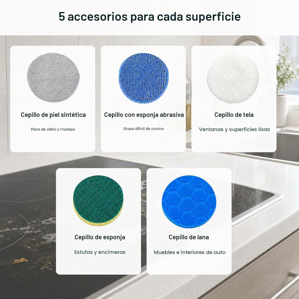 Limpiador eléctrico giratorio, cepillo de limpieza inalámbrico con...