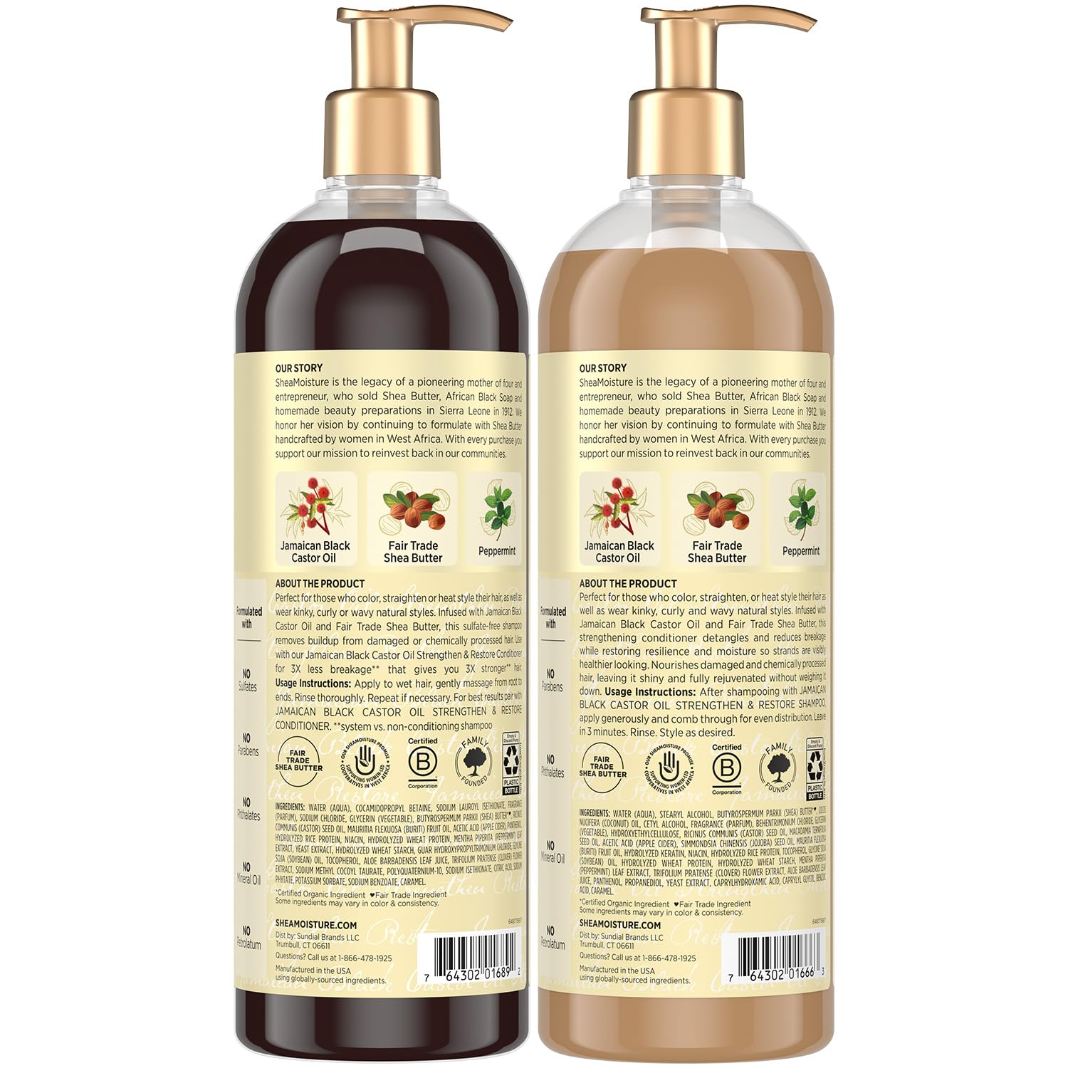 SheaMoisture - Juego de champú y acondicionador de aceite de ricino...