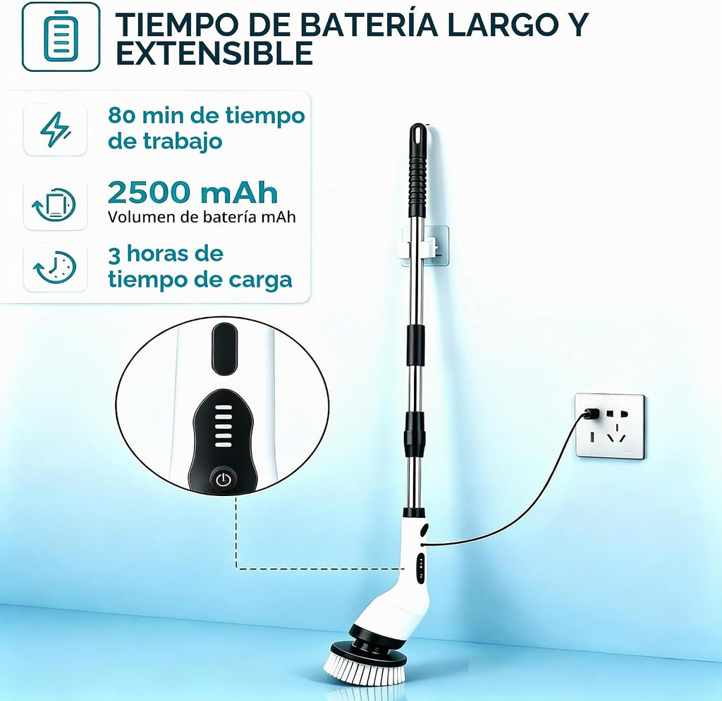 Limpiador eléctrico giratorio, cepillo de limpieza inalámbrico con...