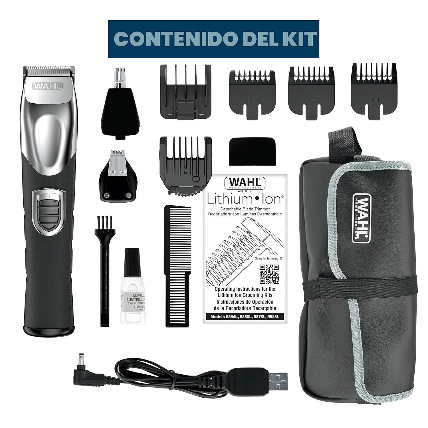 Wahl USA Recortadora recargable de iones de litio todo en uno para...