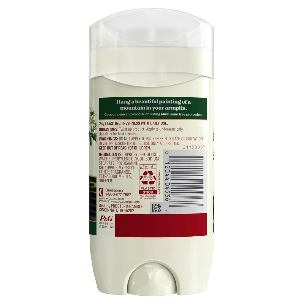 Old Spice Desodorante sin aluminio para hombres, frescura duradera...