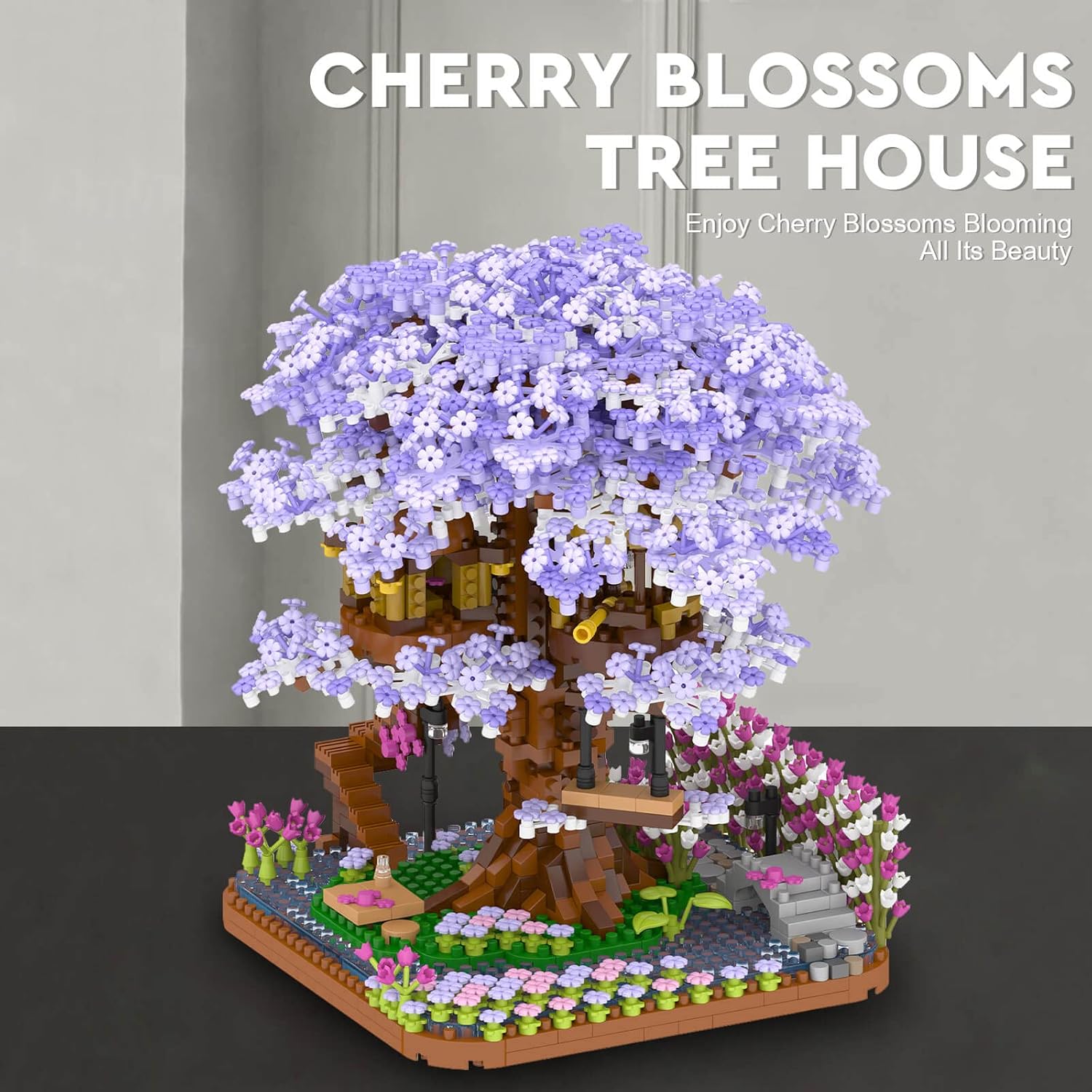 Vziimo Juego de construcción de árbol bonsái en flor de cerezo, jue...