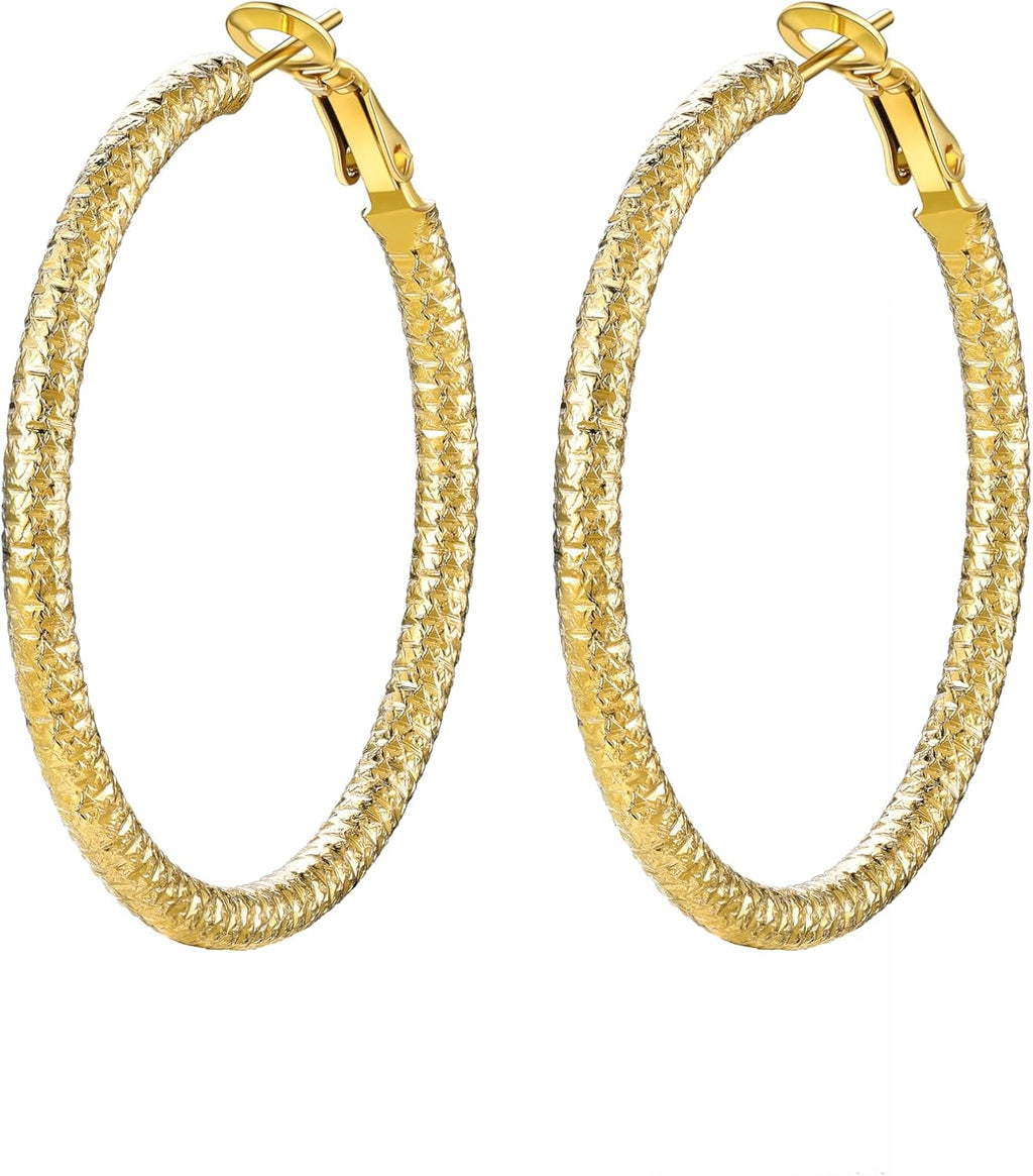 PROSTEEL 12\/16\/24\/32\/40 Pulgadas Aretes de Aro Gruesos para Muj...