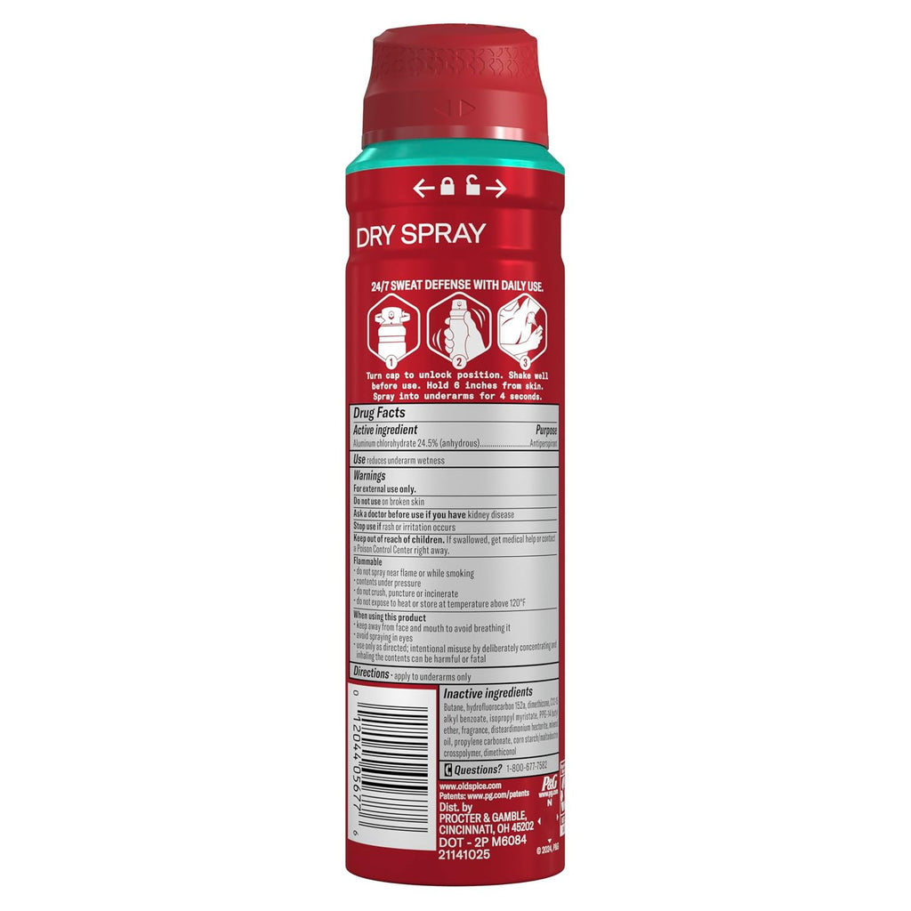 Old Spice Dry Spray Desodorante Antitranspirante para hombres, High...