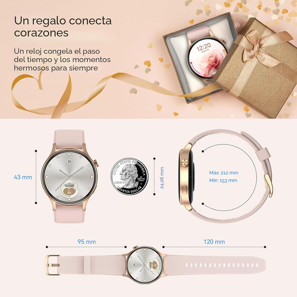 Reloj inteligente para mujer, responder\/hacer llamadas, pantalla u...
