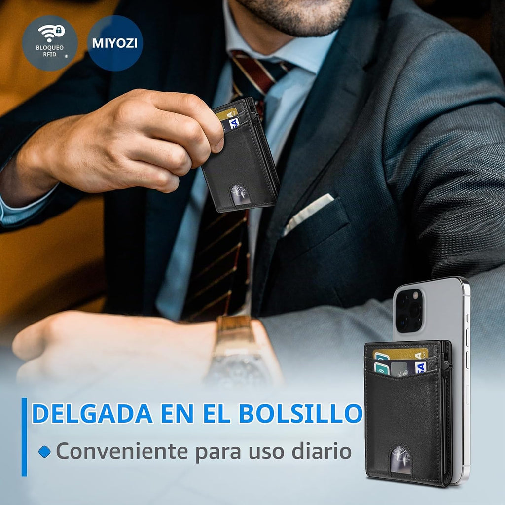 miyozi Cartera para hombre, tarjetero desplegable con bloqueo RFID,...
