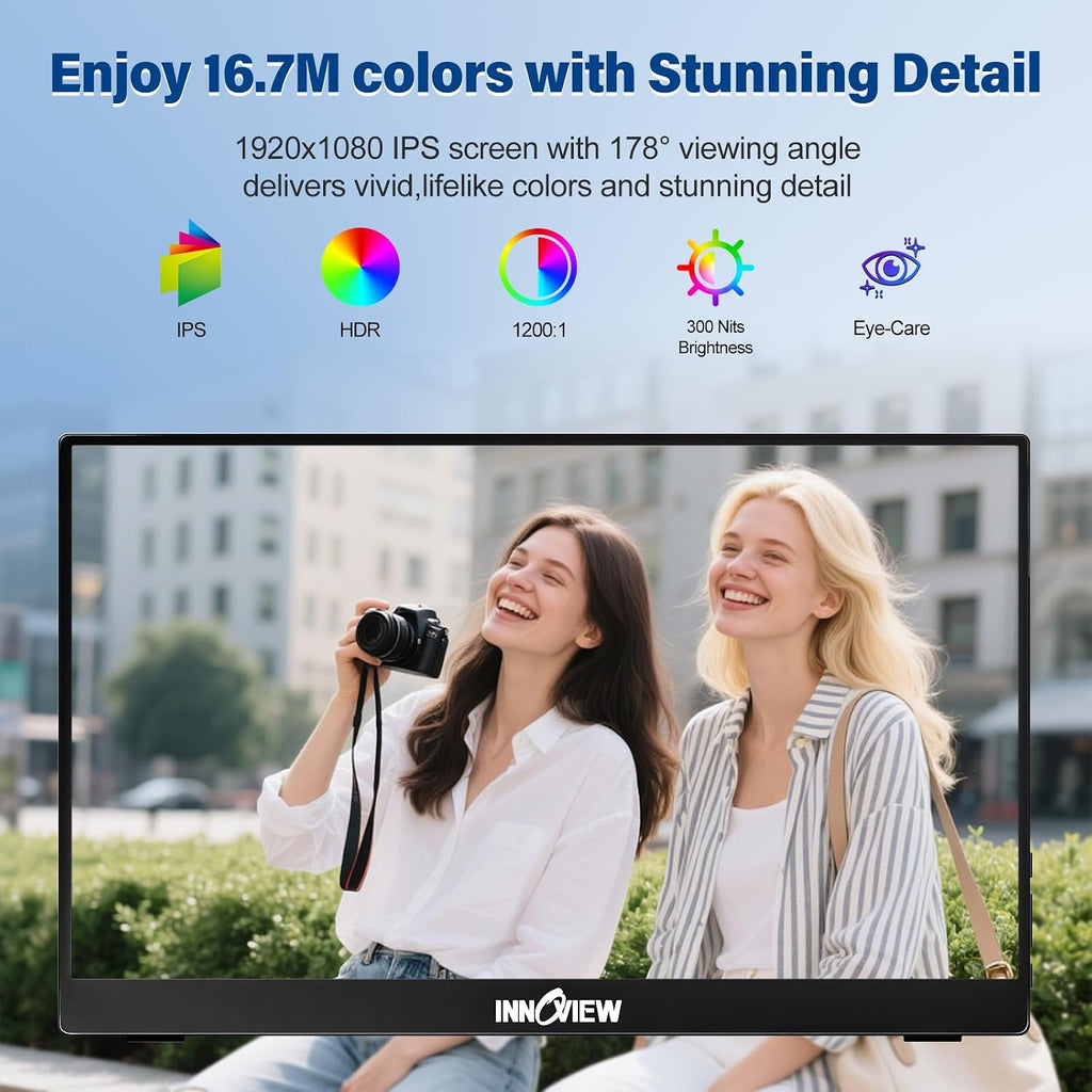 InnoView Monitor portátil de 15.6" 1080P para portátil con fund...