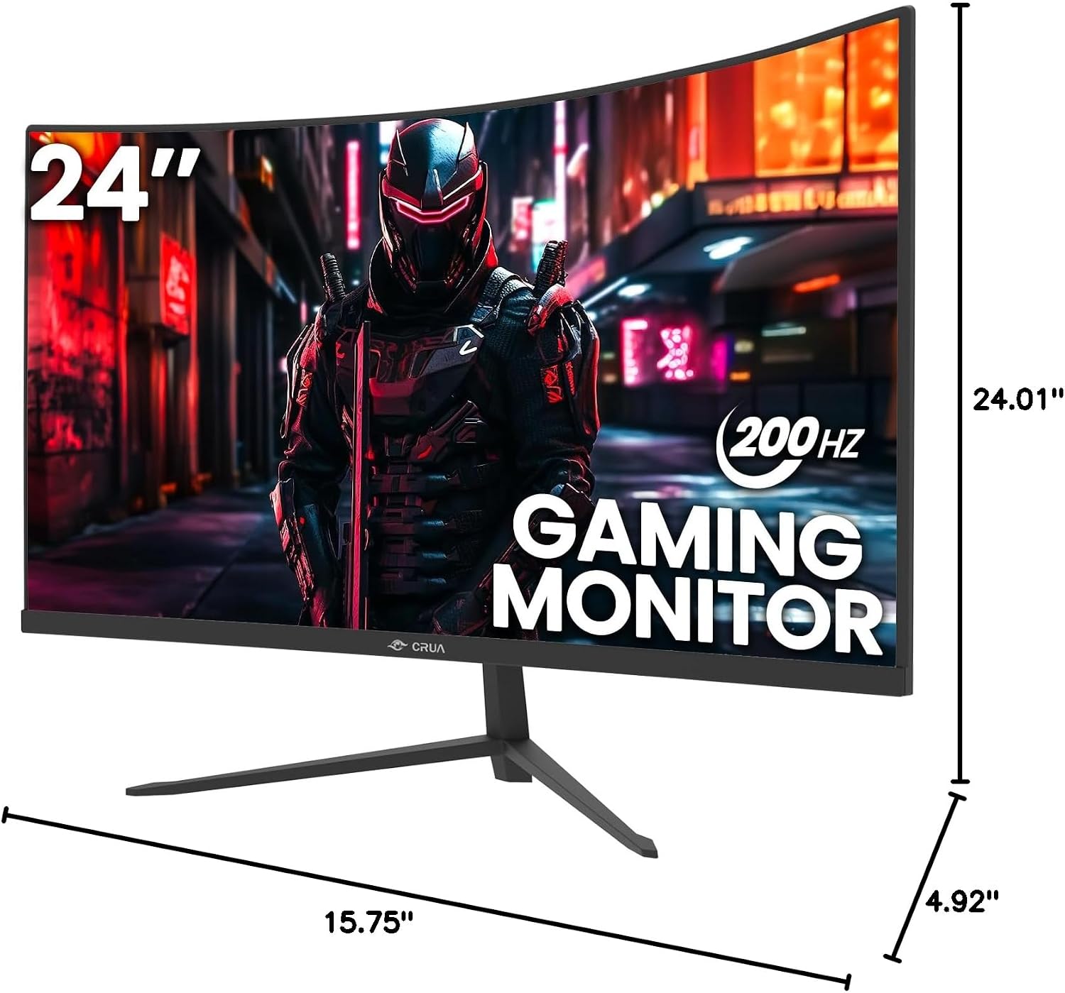 CRUA Monitor curvo para juegos de 24 pulgadas, 200 Hz \/ 180 Hz, mo...