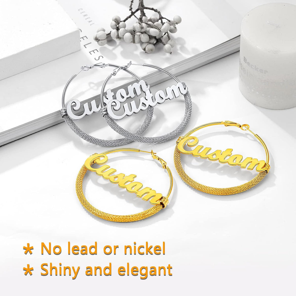 PROSTEEL 12\/16\/24\/32\/40 Pulgadas Aretes de Aro Gruesos para Muj...