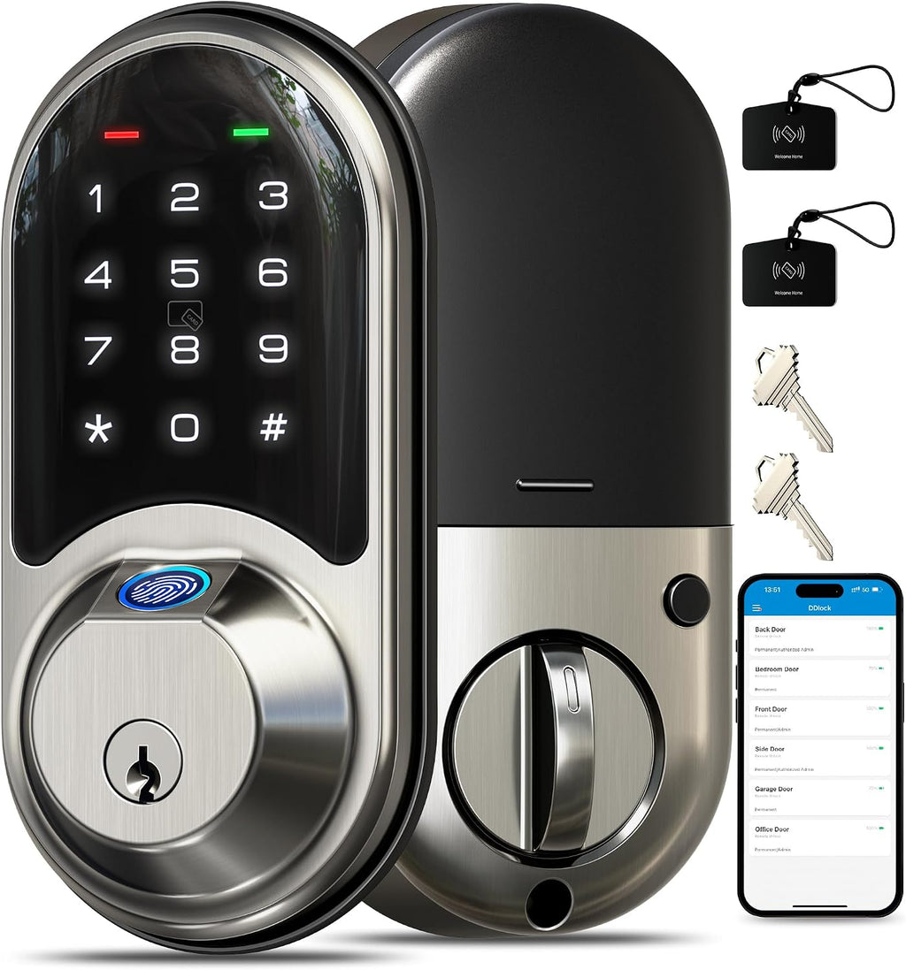 Veise Cerradura de puerta inteligente con huella dactilar RZ07, con...