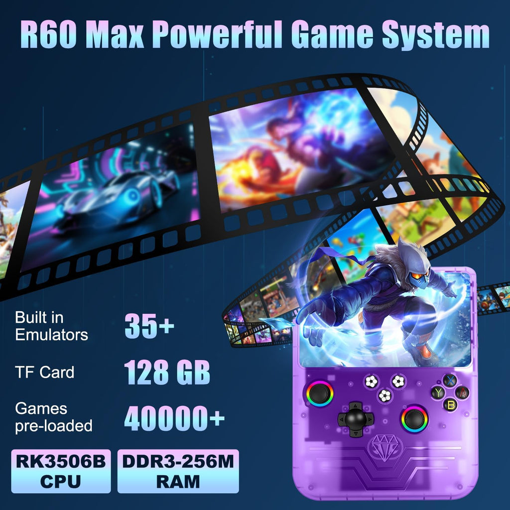 Hedlaoy Consola de juegos portátil R60 Max, consola de juegos retro...