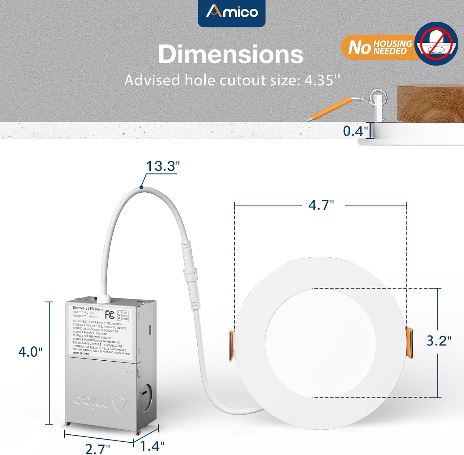 Amico ETL&amp;FCC - Paquete de 12 luces LED ultrafinas empotrables...