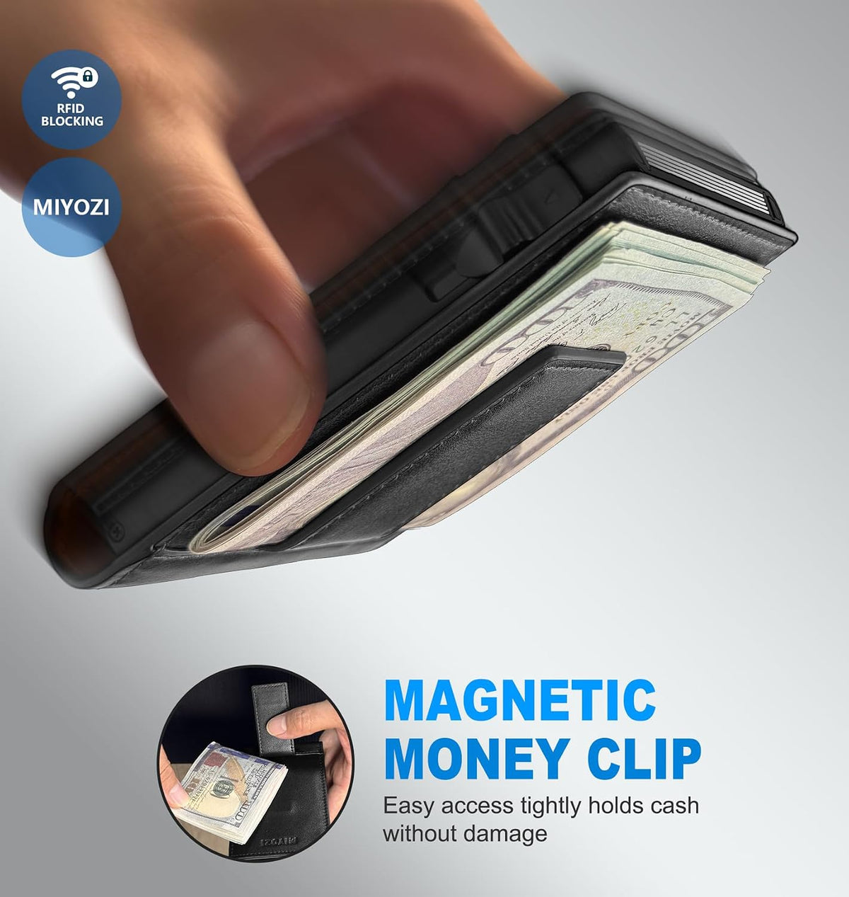 miyozi Cartera para hombre, tarjetero desplegable con bloqueo RFID,...
