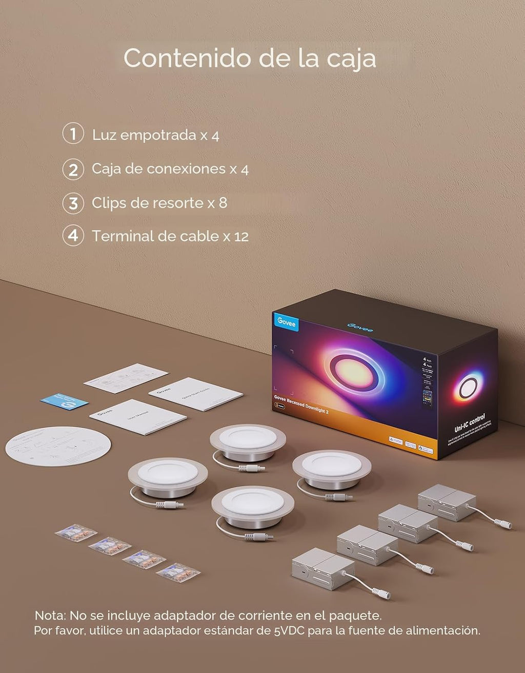 Govee Iluminación empotrada inteligente de 4 pulgadas, luz LED RGBI...