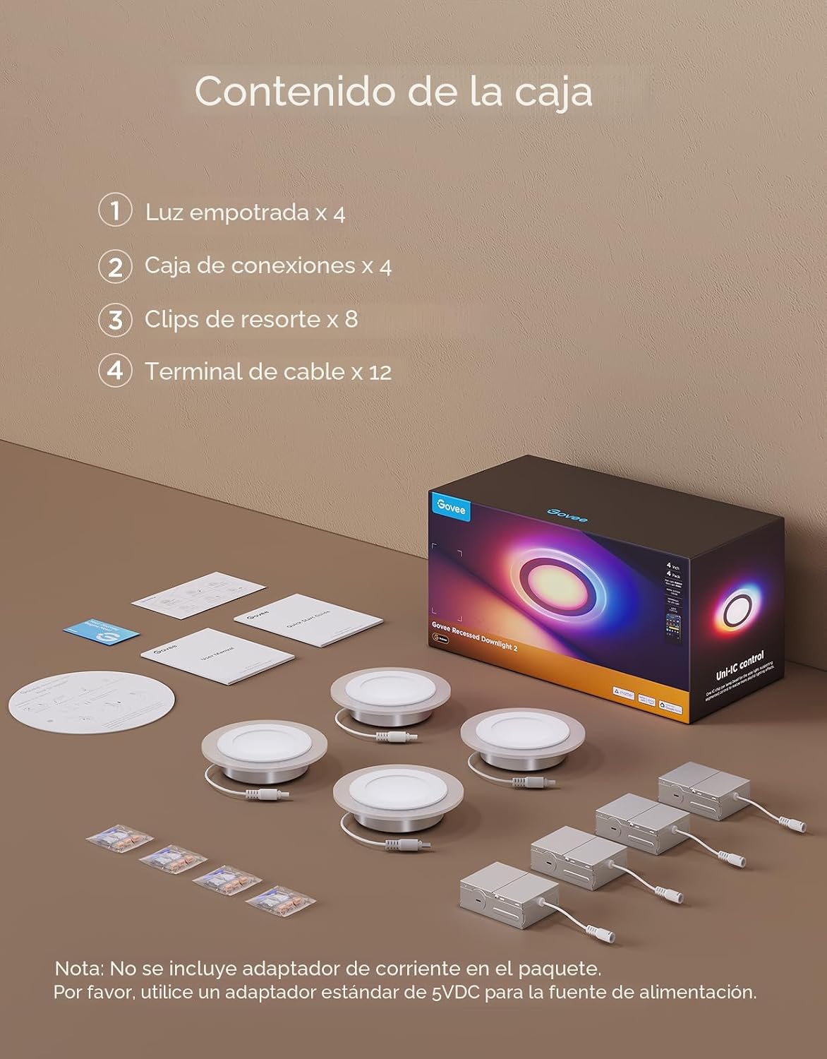 Govee Iluminación empotrada inteligente de 4 pulgadas, luz LED RGBI...