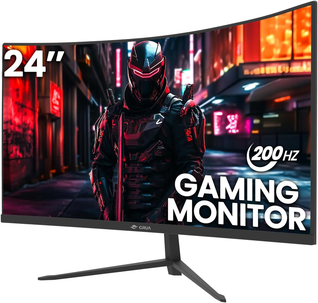 CRUA Monitor curvo para juegos de 24 pulgadas, 200 Hz \/ 180 Hz, mo...