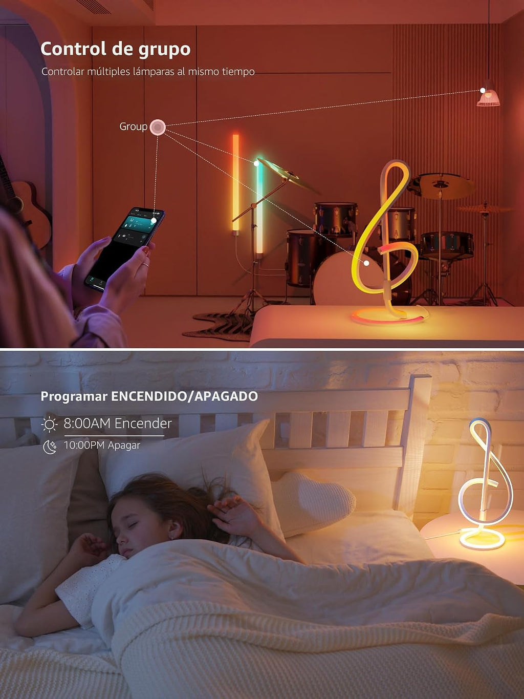 Lámpara de mesa inteligente Lepro TB2 AI, lámparas LED RGB+IC direc...