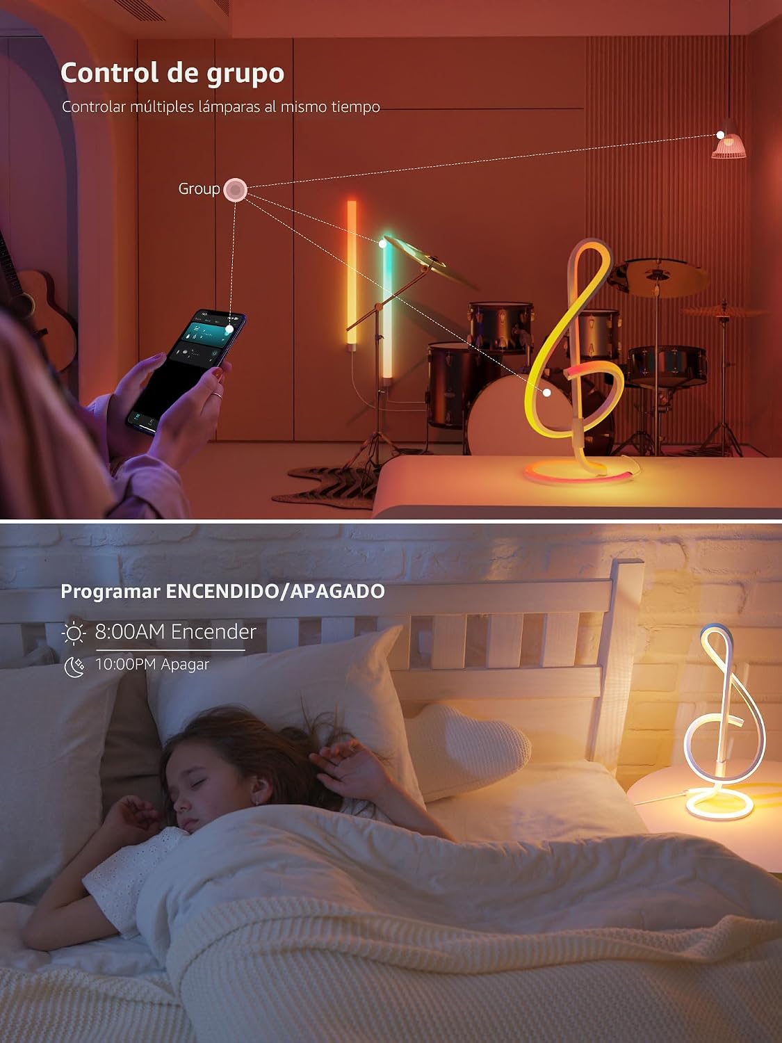 Lámpara de mesa inteligente Lepro TB2 AI, lámparas LED RGB+IC direc...