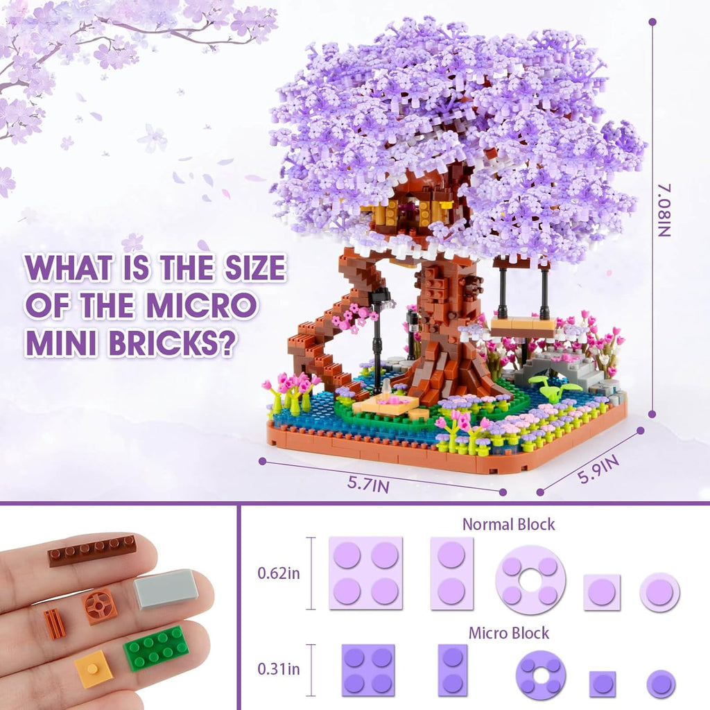 Vziimo Juego de construcción de árbol bonsái en flor de cerezo, jue...