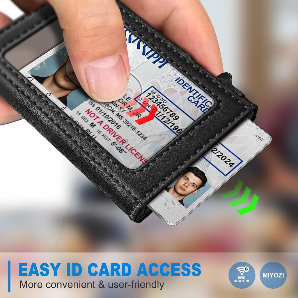 miyozi Billetera Airtag para hombres, delgada emergente porta tarje...