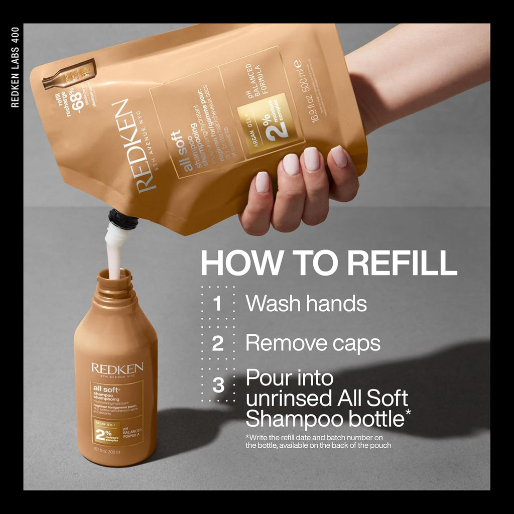 Champú Redken All Soft: hidrata e hidrata el cabello seco, suaviza...