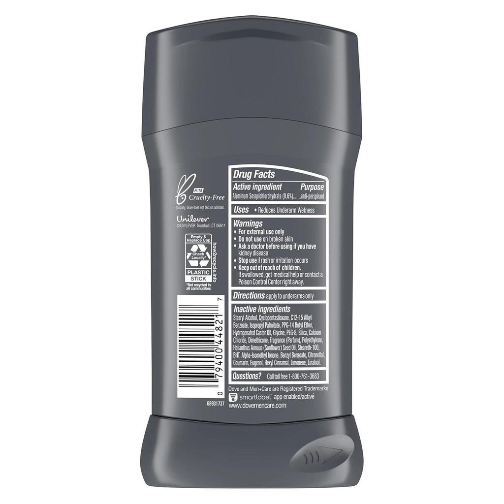 DOVE MEN + CARE Palo de desodorante 4 unidades Defensa contra manch...