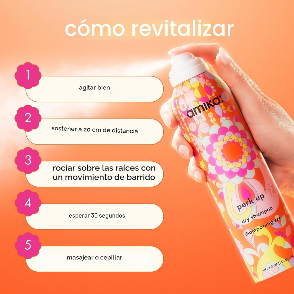amika Champú seco sin talco animado | refresca las raíces con un vo...