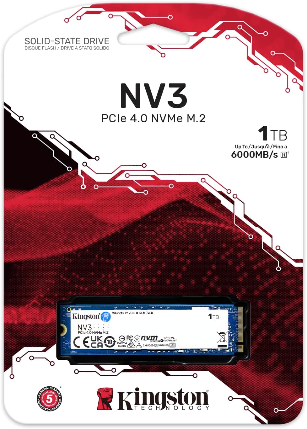 SSD Kingston NV3 1TB M.2 2280 NVMe | PCIe 4.0 generación 4x4 | Hast...