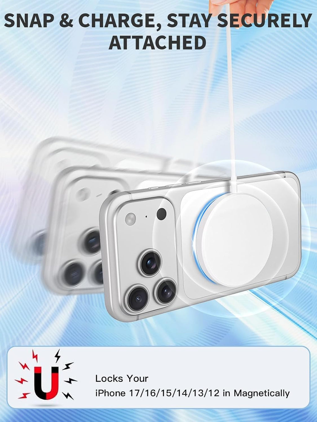 Cargador inalámbrico para iPhone, 15 W rápido Apple Mag-Safe cargad...
