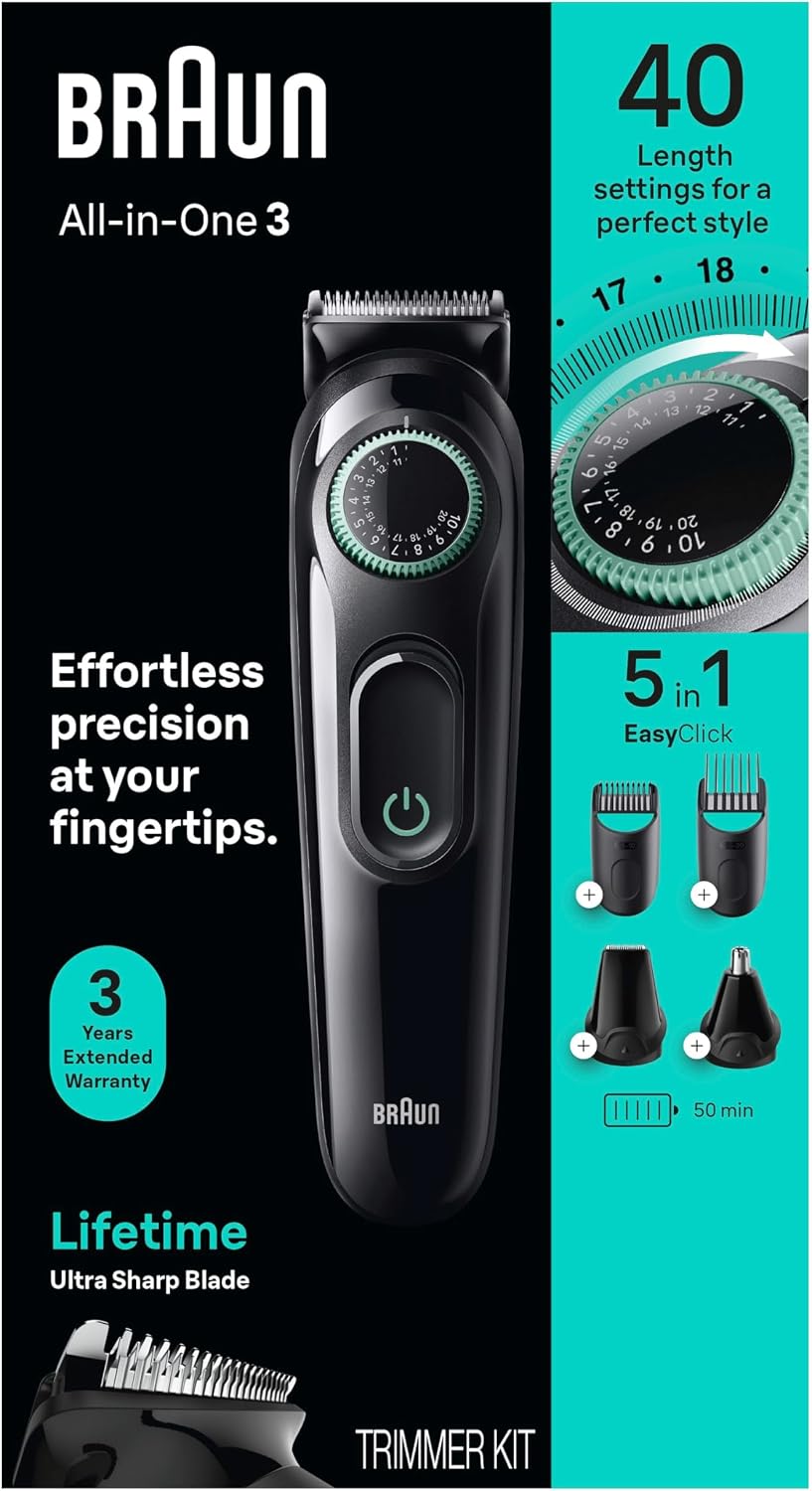 Braun Kit de estilo todo en uno Serie 3 3450, recortadora 5 en 1 pa...
