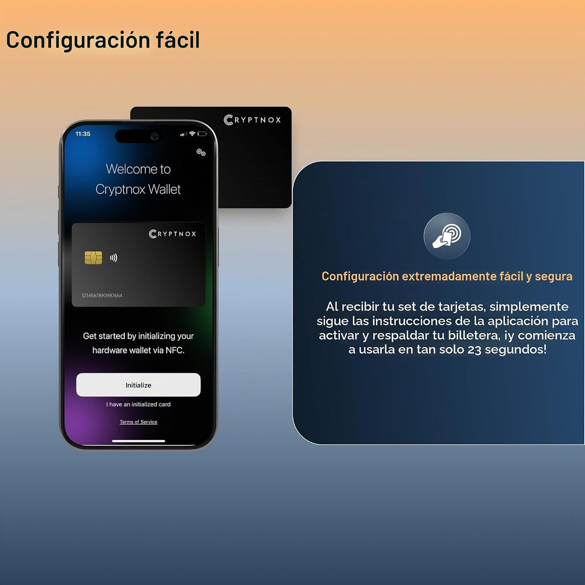 Cryptnox Crypto Hardware Wallet - Tarjeta inteligente NFC almacenam...