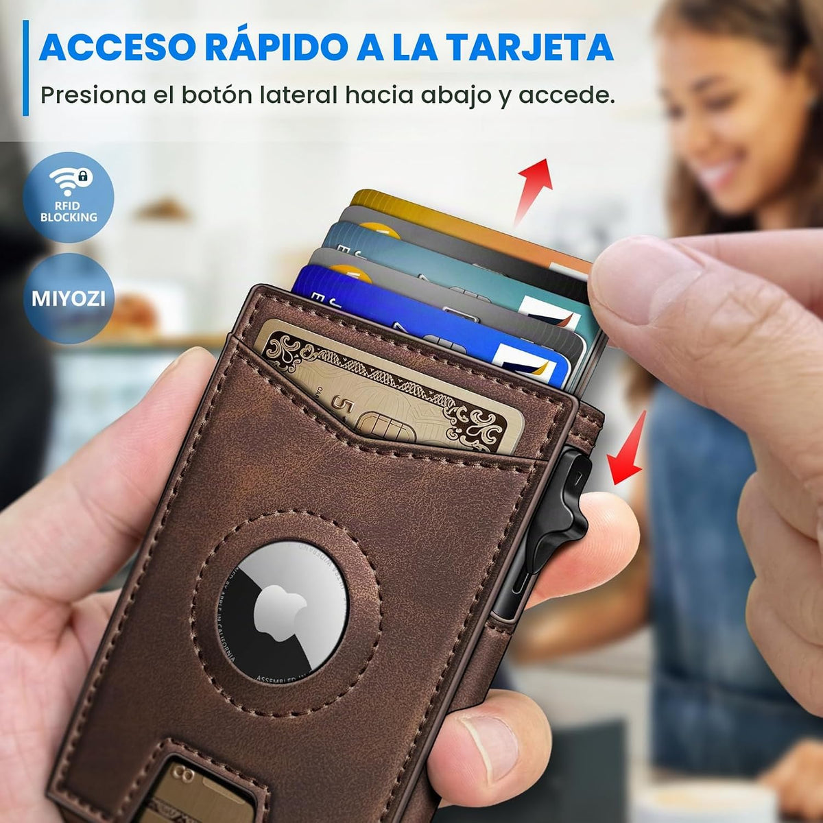 miyozi Airtag - Cartera para hombre con clip para dinero, 9 tarjeta...