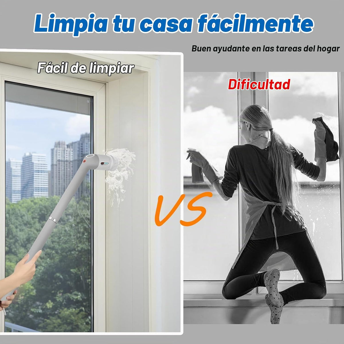 Limpiador eléctrico giratorio, cepillo limpiador de baño con cuerpo...