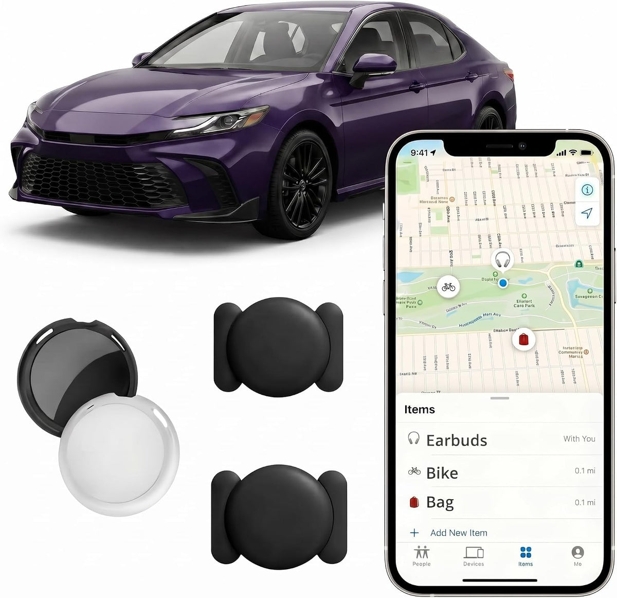 Paquete de 2 rastreadores GPS para vehículos Find My Real Time Trac...
