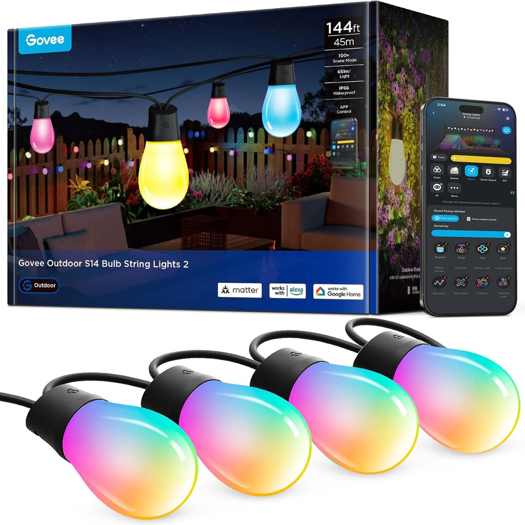 Govee Guirnalda de luces S14 para exteriores, luces inteligentes RG...