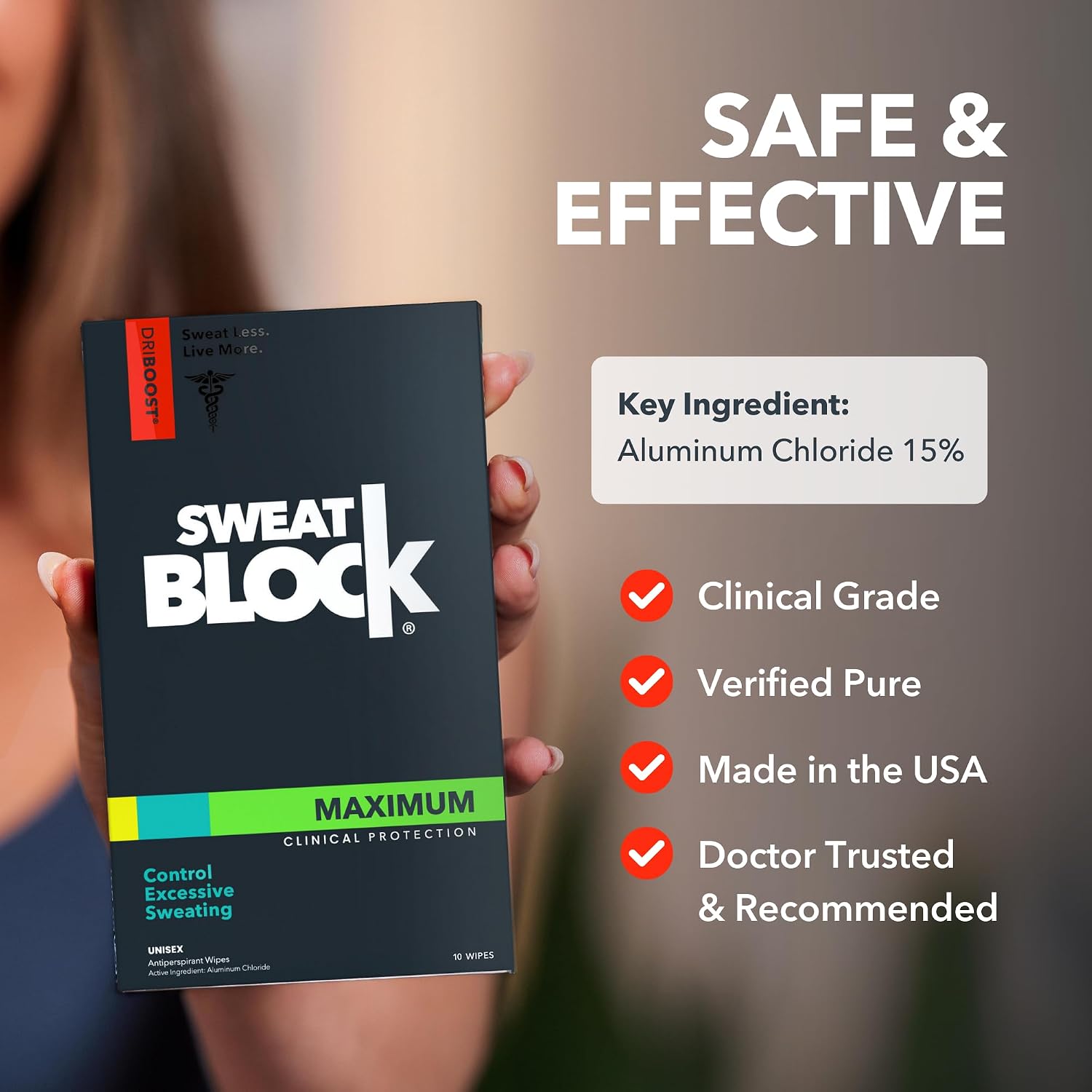 SweatBlock Max Clinical - Toallitas antitranspirantes para sudoraci...