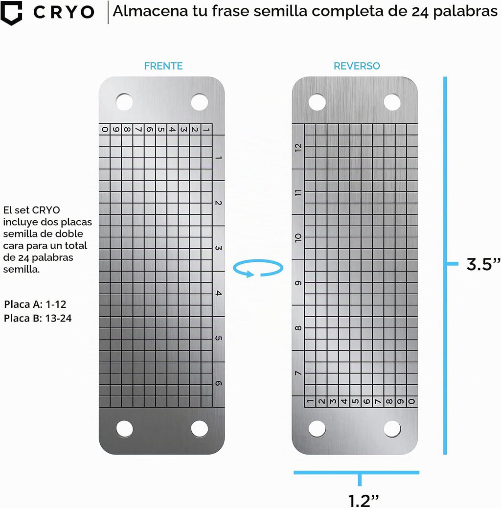CRYO Placa de metal de almacenamiento de frases criptográficas \u20...