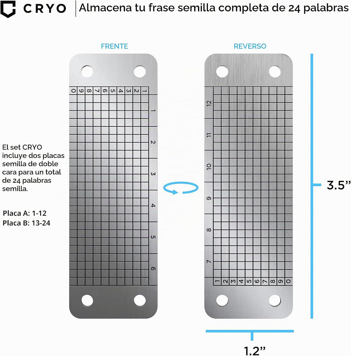 CRYO Placa de metal de almacenamiento de frases criptográficas \u20...