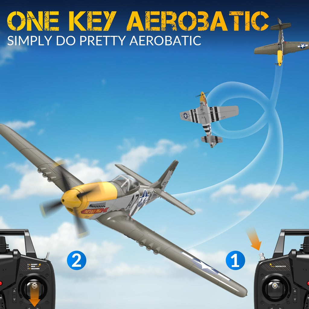 VOLANTEXRC Avión RC Brushless P51D Mustang de 4 canales, avión de c...