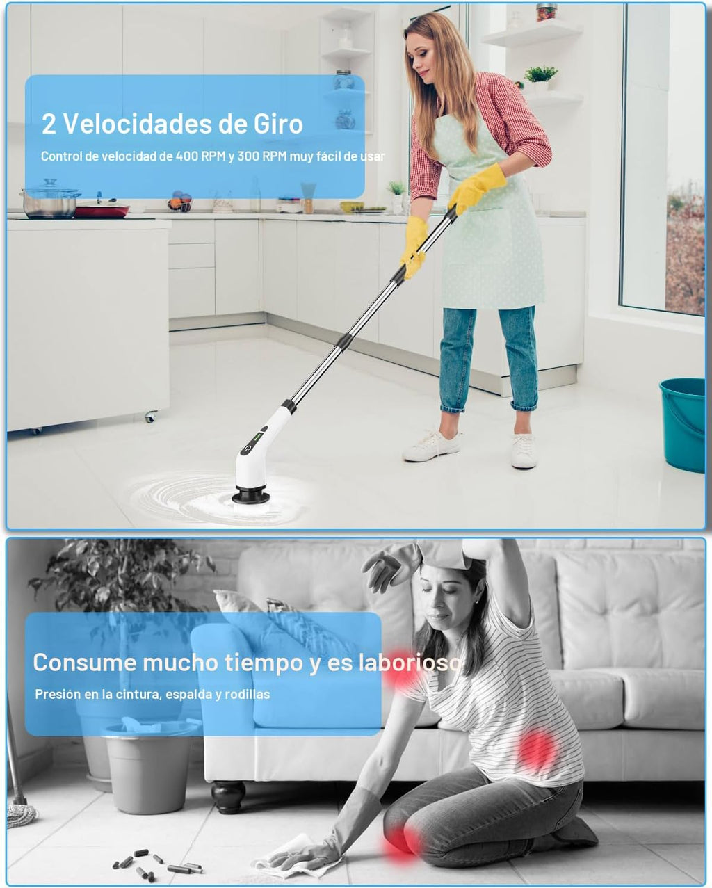 Leebein - cepillo de limpieza eléctrico giratorio, cepillo de limpi...