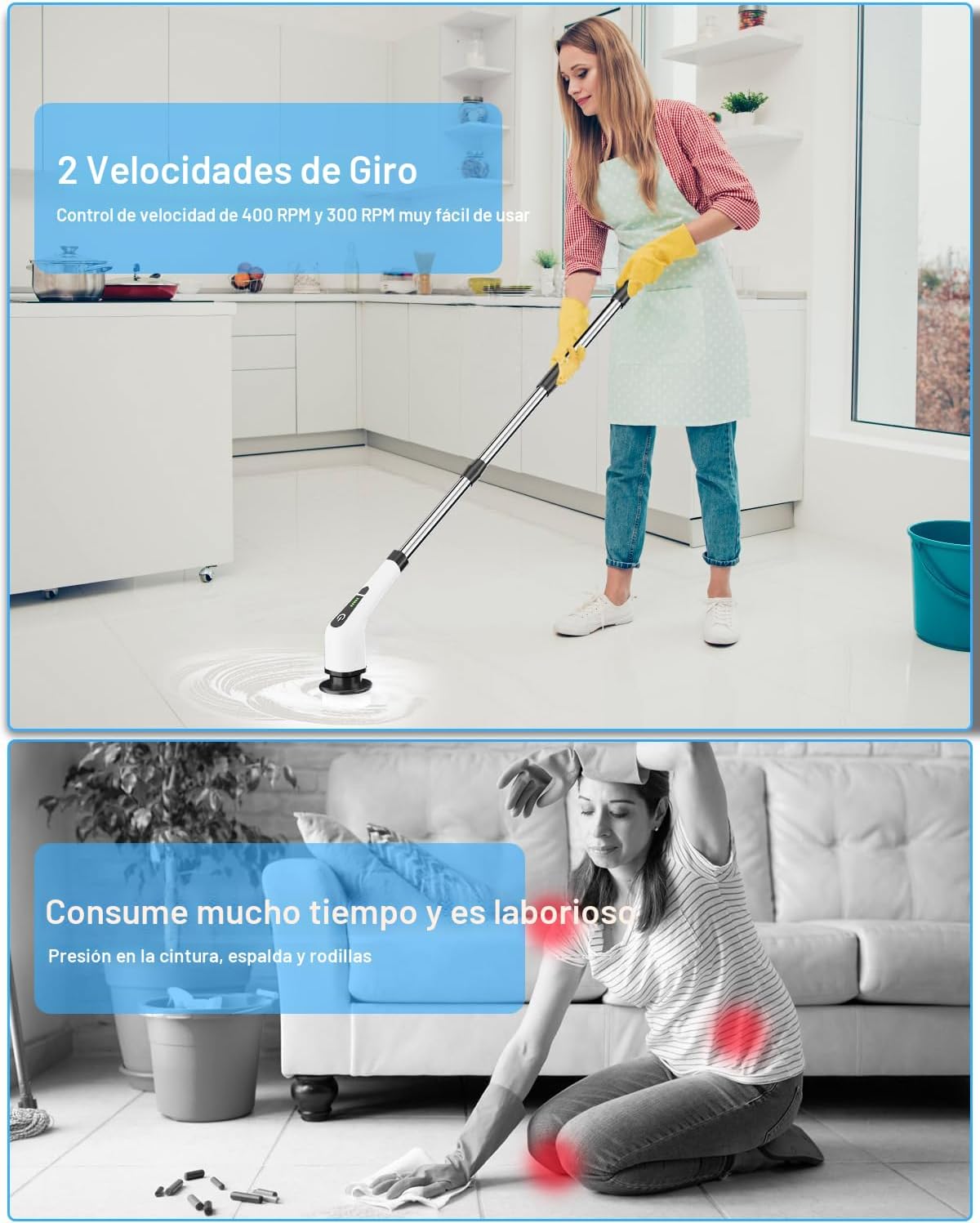 Leebein - cepillo de limpieza eléctrico giratorio, cepillo de limpi...