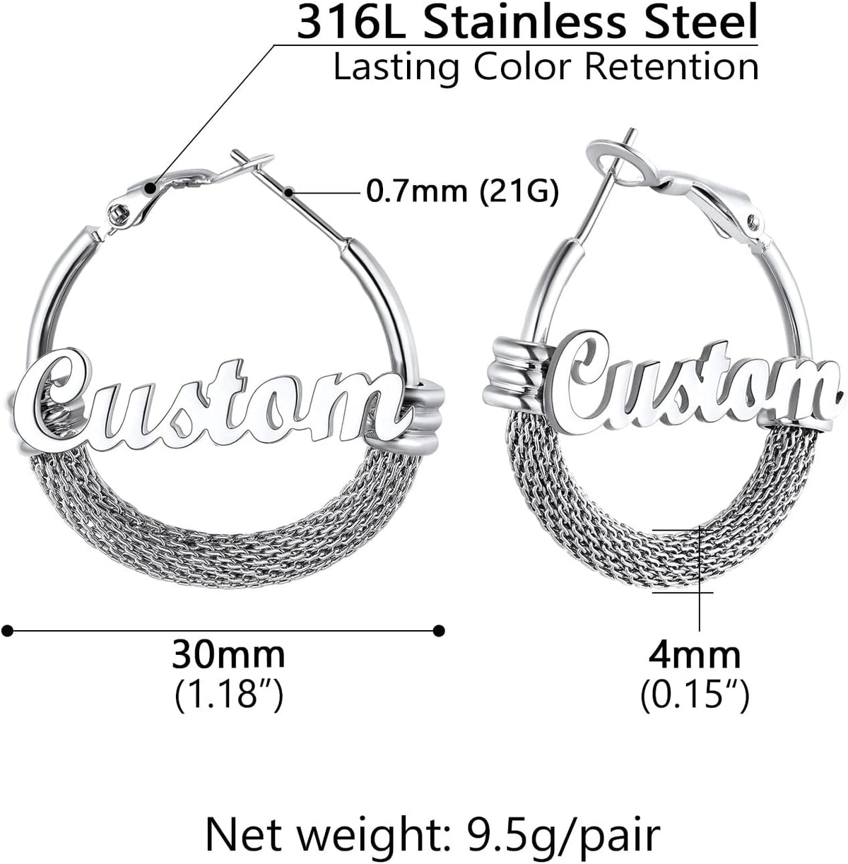 PROSTEEL 12\/16\/24\/32\/40 Pulgadas Aretes de Aro Gruesos para Muj...