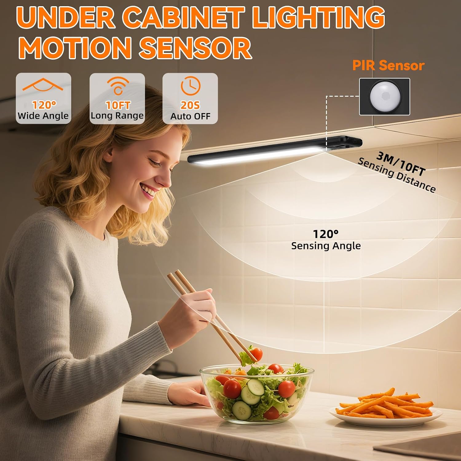 Iluminación inalámbrica para debajo del gabinete, luz recargable co...