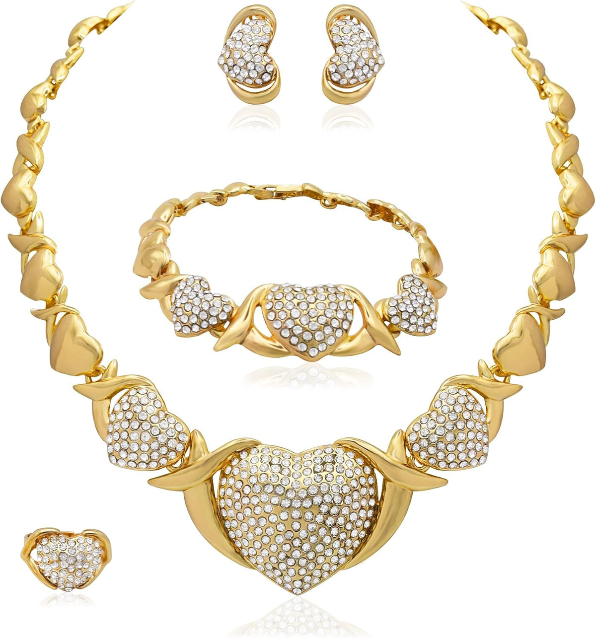 Conjuntos de joyas de oro para mujer, conjuntos de joyas de oro XOX...