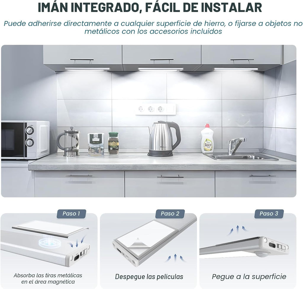 Paquete de 6 luces inalámbricas para debajo del gabinete, 32 luces...