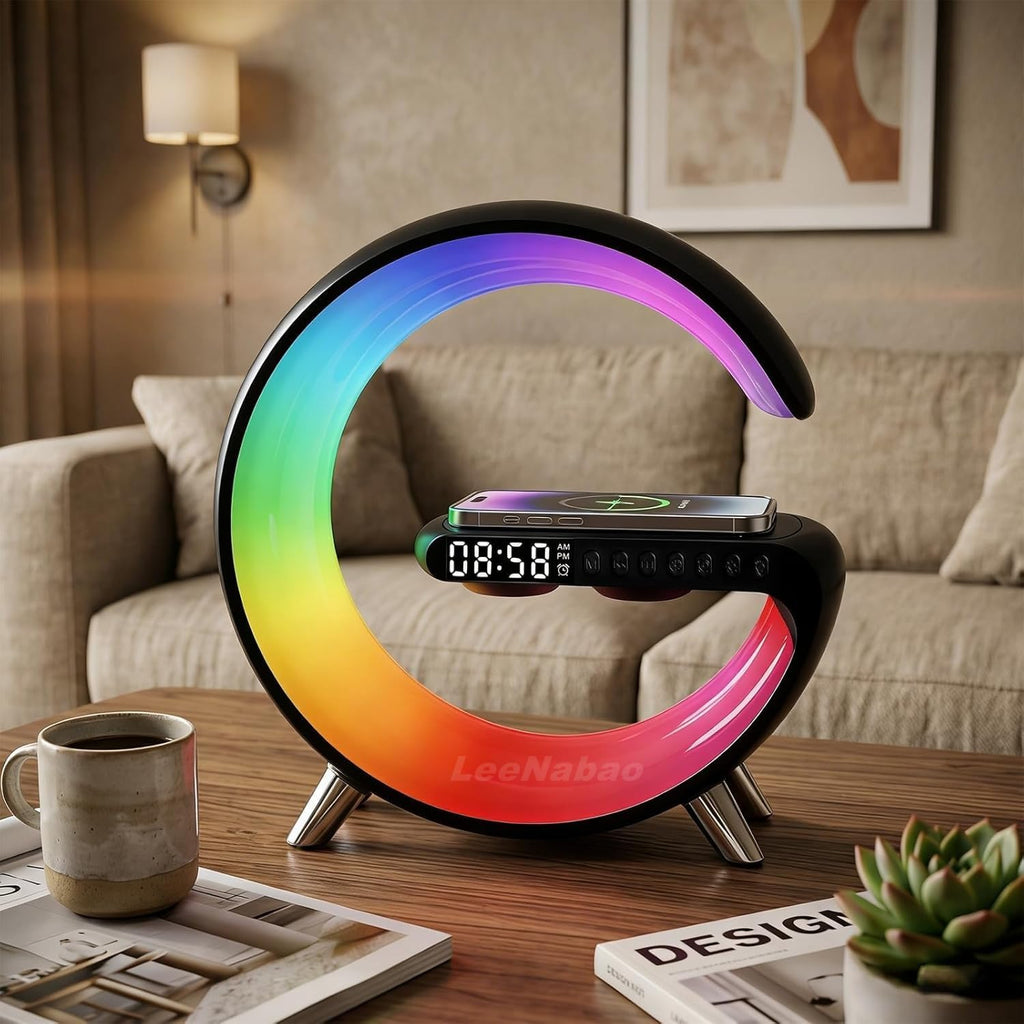 Lámpara de mesa LED inteligente, cargador inalámbrico 4 en 1 con al...