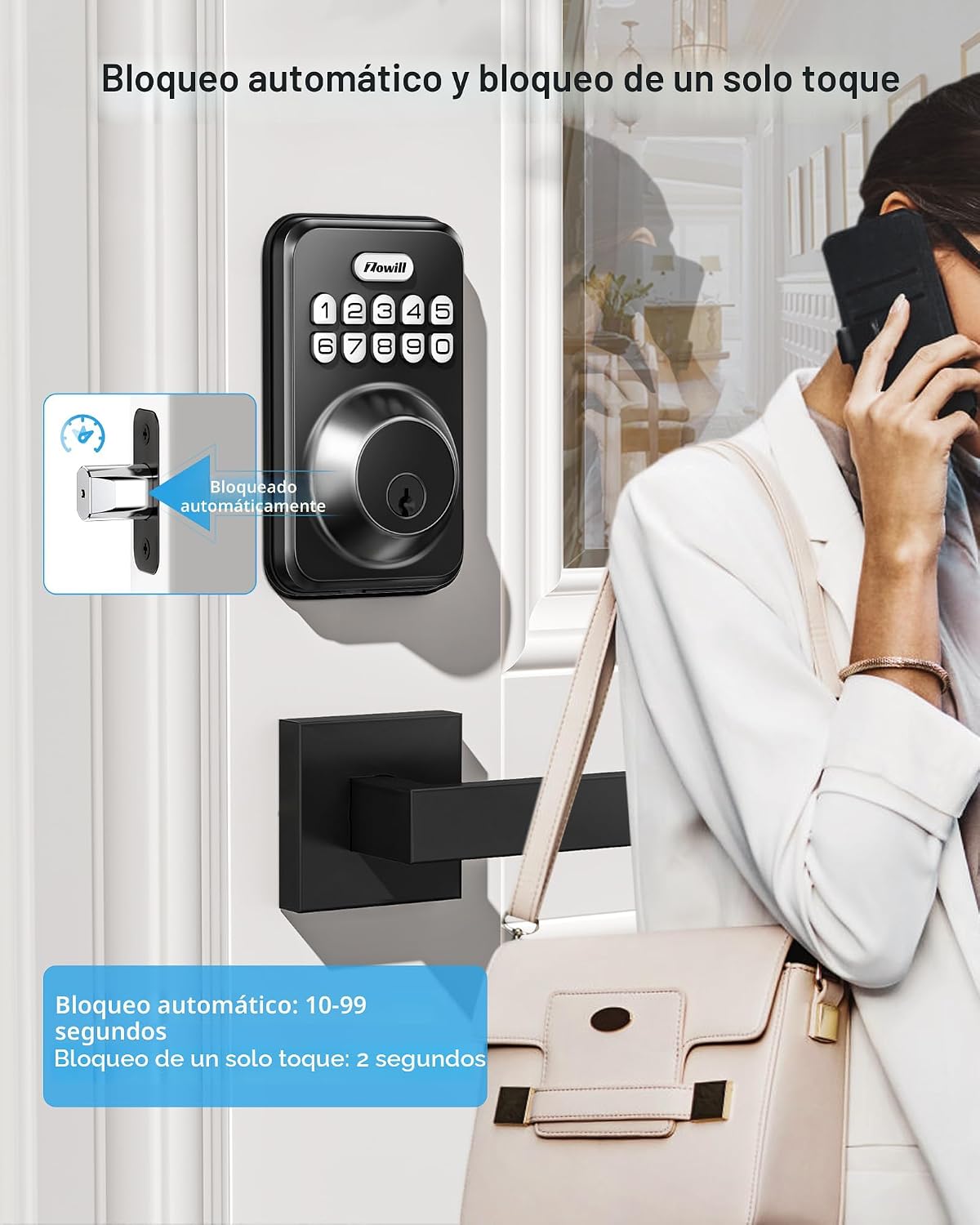 Zowill|Juego de cerradura electrónica de puerta de entrada sin llav...